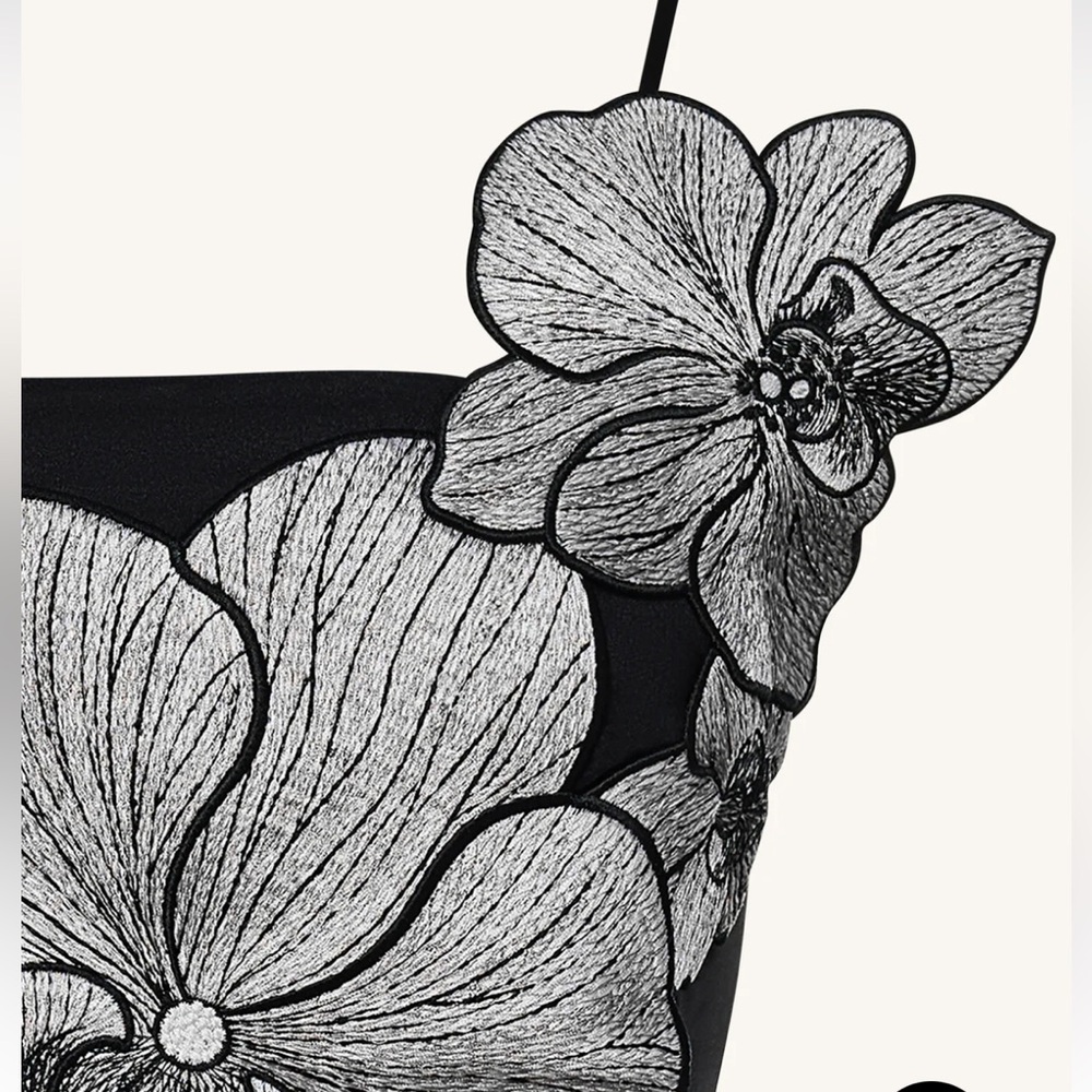 JW PEI Orchid Appliqué Black & Silver Mini Dress - Picture 4 of 8